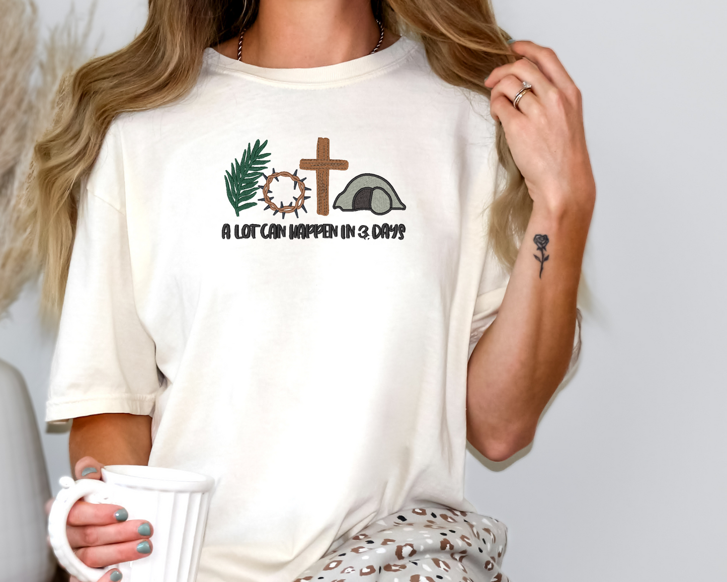 A Lot Can Happen in 3 Days" – Embroidered Christian Tee