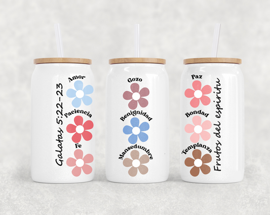 Frutos del espíritu Lata de cristal